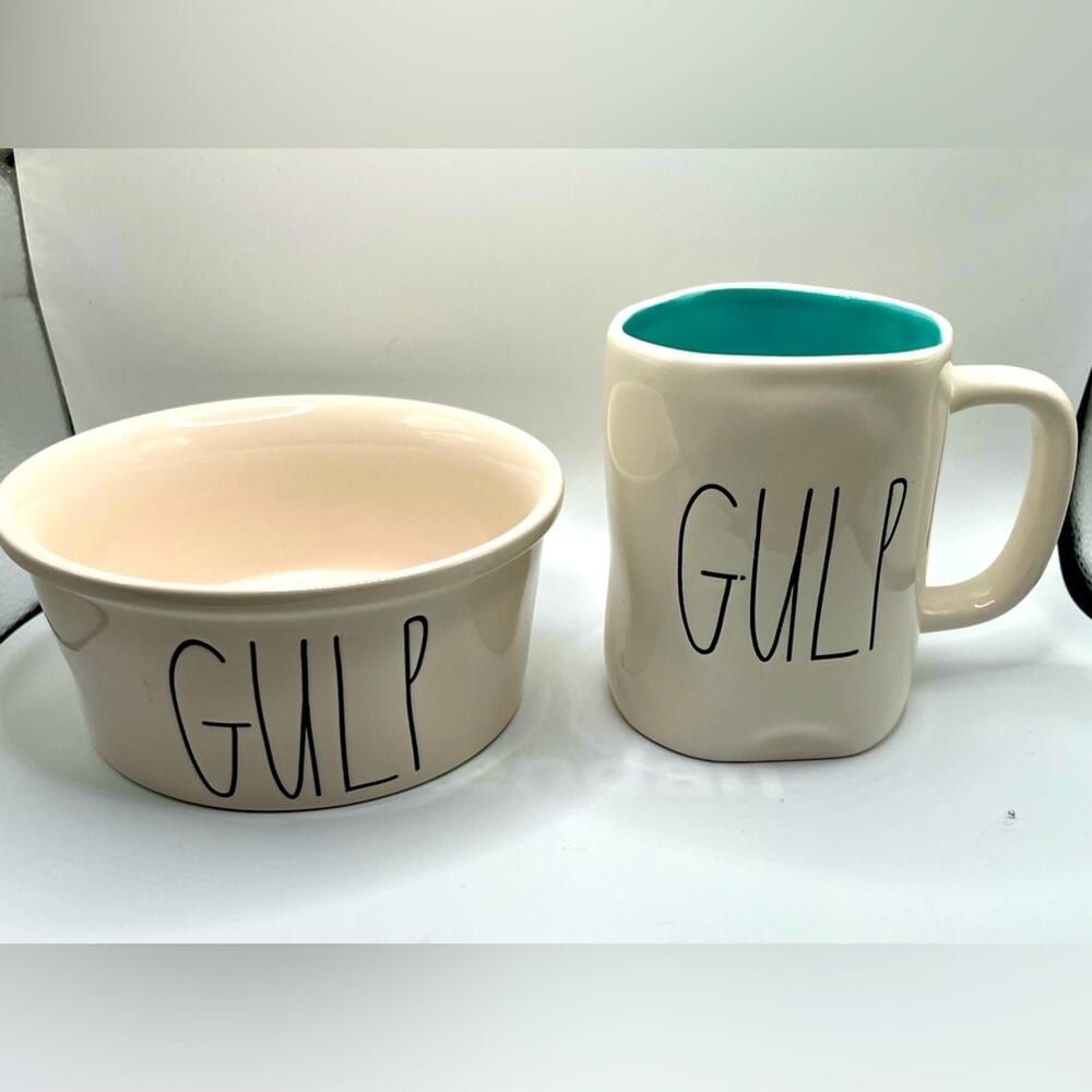 Rae Dunn GULP mug and bowl set